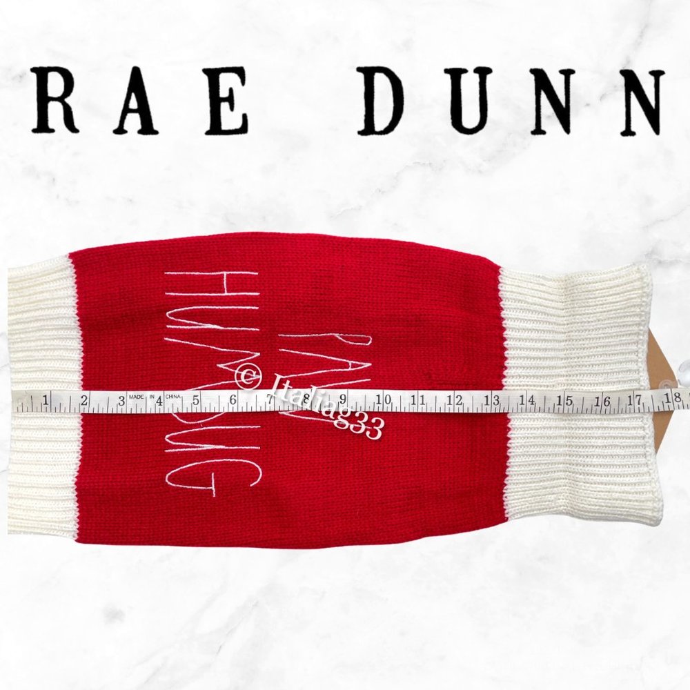 Rae Dunn Dog Sweater PAW HUMBUG Sz Small Winter Coat Clothing Red & Cream NEW - Picture 5 of 9